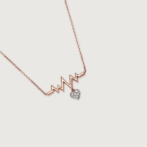 14KT Rose Gold Heartbeat Diamond Necklace