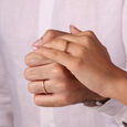 Stepping Stone Band 18KT Gold Couple Ring -Single Piece,,hi-res view 1