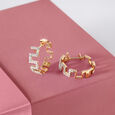 Geometric Bold Gold & Diamond Hoop Earrings,,hi-res view 1
