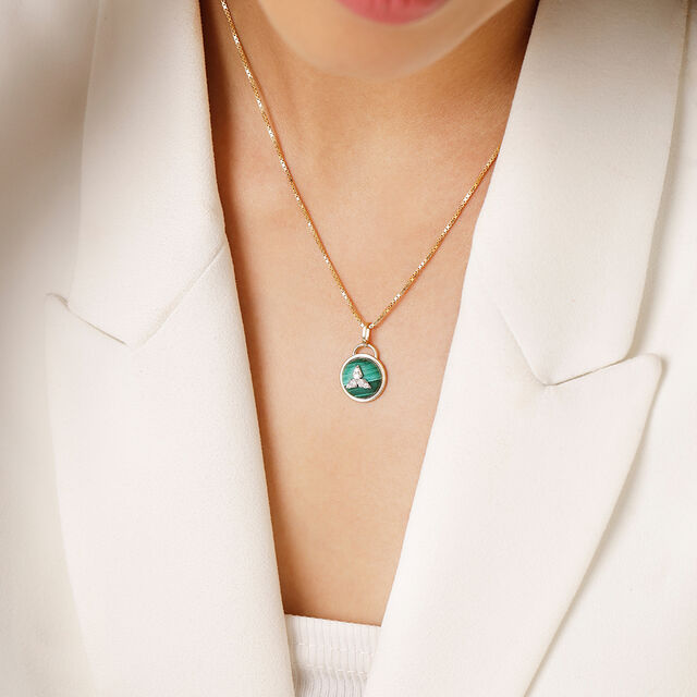 Green Goddess 14 kt Diamond and Malachite Pedant,,hi-res image number null