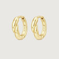 Linked Sculpt Gold Hoop Earrings,,hi-res view 4