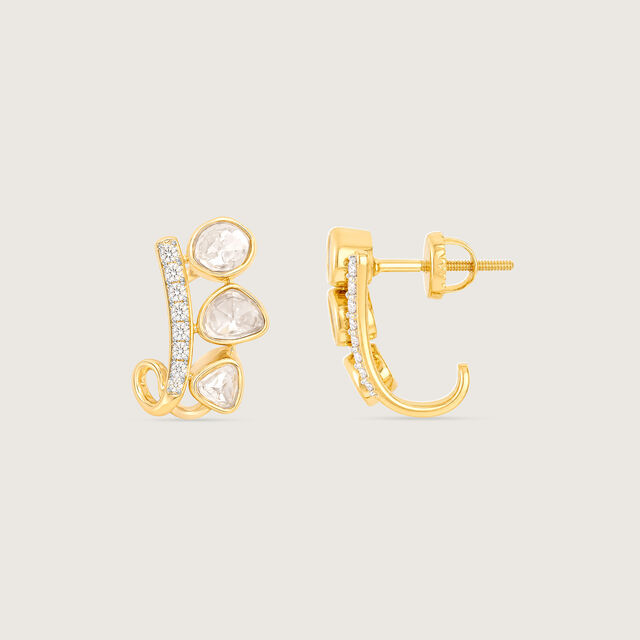 Lustrous Vine Polki Diamond Hoop Earrings,,hi-res image number null