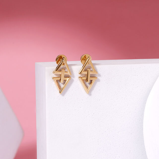 Elevated Goat Triangle Link 18KT Drop Earrings,,hi-res image number null