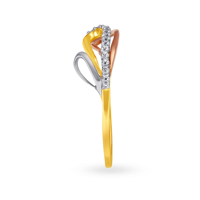 Mia by Tanishq 14KT Yellow-White And Rose Gold Diamond Finger Ring with Oval Design,,hi-res image number null