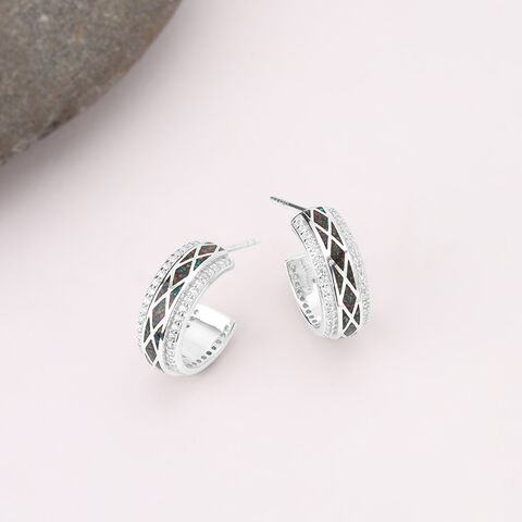 Mosaic Crush Silver Hoop Earrings