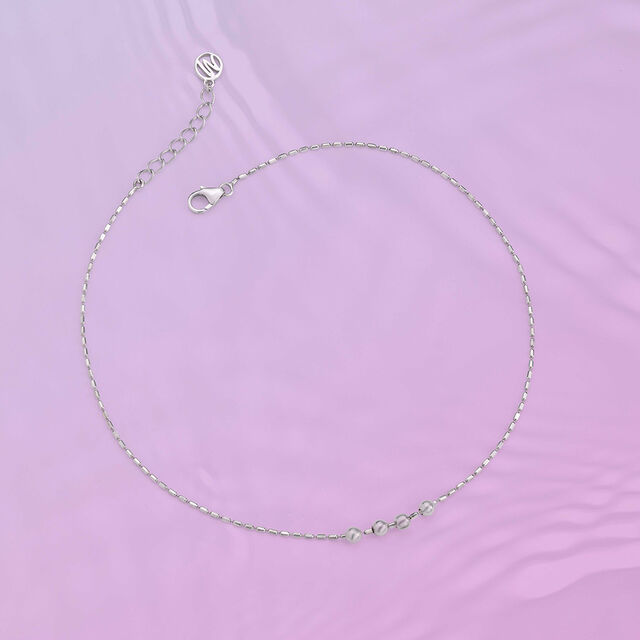 Delicate Shine Single Silver Anklet,,hi-res image number null