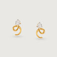 Swirl Sparkle 14 Kt Gold and Diamond Stud Earrings,,hi-res view 3