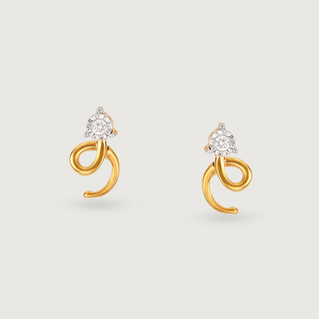 Swirl Sparkle 14 Kt Gold and Diamond Stud Earrings,,hi-res image number null