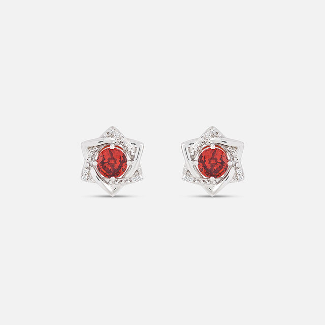 Bold Garnet Blossom Silver Earrings,,hi-res image number null