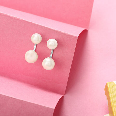 Twin Pearl Silver Drop Earrings