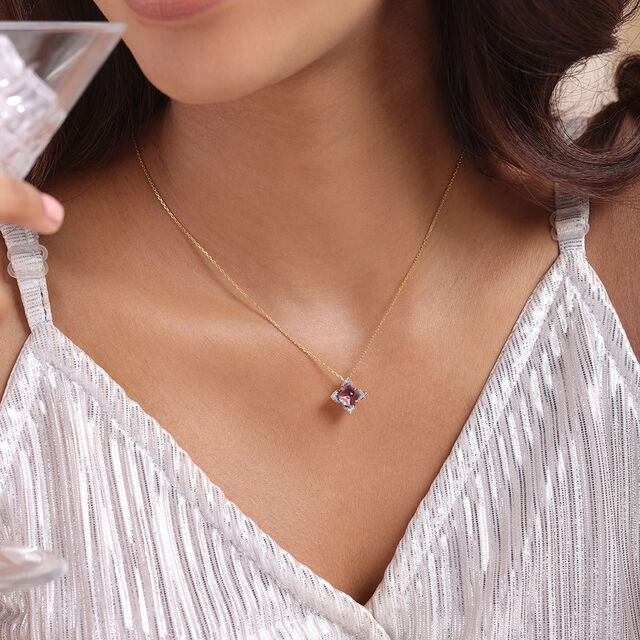 Aurora's Embrace 14KT Amethyst & Diamond Pendant,,hi-res image number null