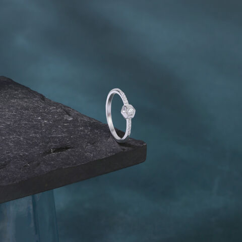 Modern Halo Silver Ring