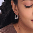 Radiant Wave Silver Hoop Earrings,,hi-res view 2