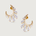Laser Glam Gold & Diamond Stud Earrings,,hi-res view 3