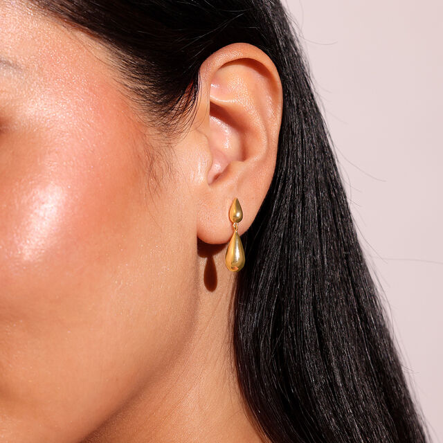 Fluid Grace Gold Drop Earrings,,hi-res image number null