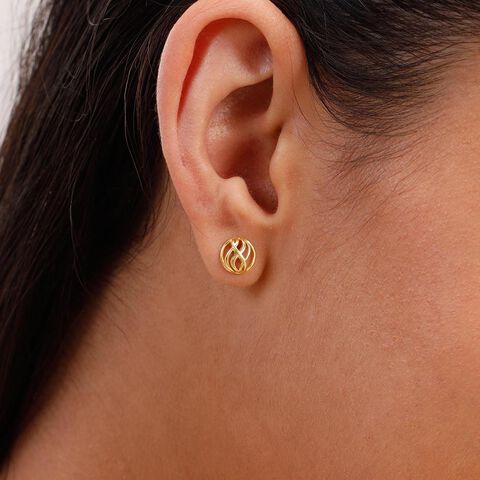 Graceful Swirl Gold Stud Earrings