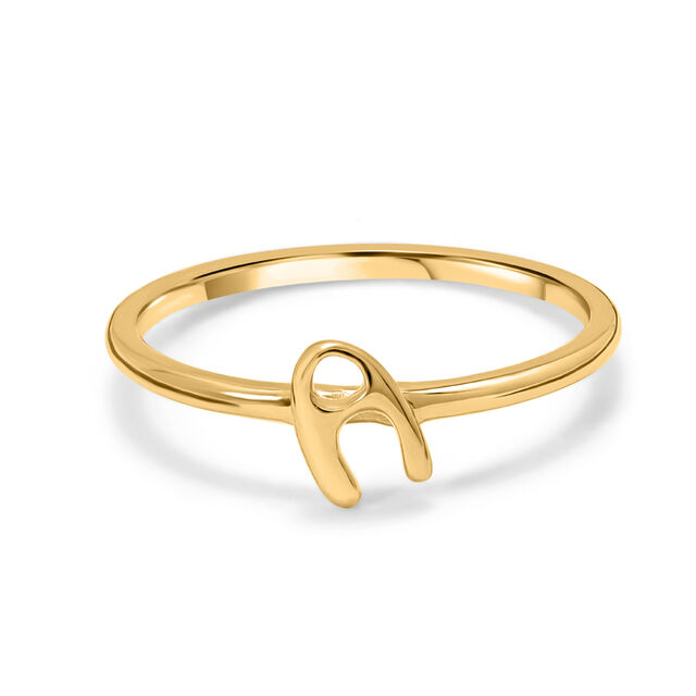 Letter A 14KT Yellow Gold Initial Ring,,hi-res view 3