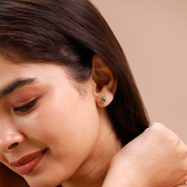 Refined Polished Emerald Gold Stud Earrings,,hi-res image number null