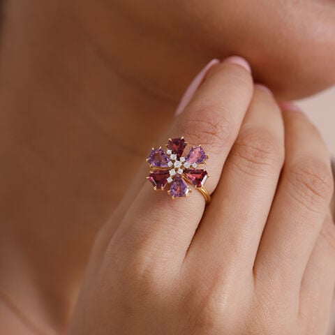 Vibrant Firework Amethyst and Garnet Ring