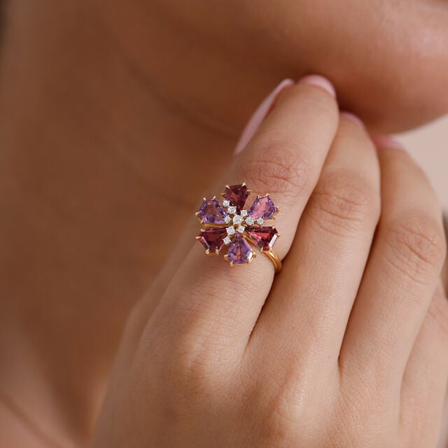 Vibrant Firework Amethyst and Garnet Ring,,hi-res image number null