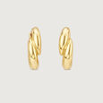 Linked Sculpt Gold Hoop Earrings,,hi-res view 3