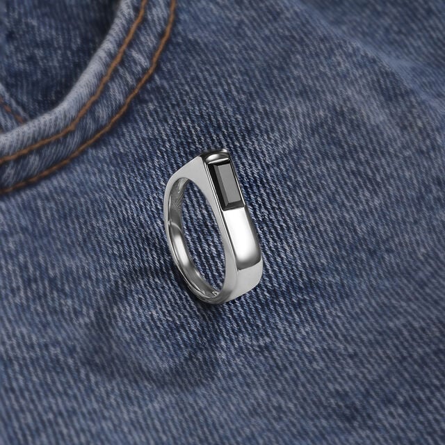 Sleek Inlay Silver Ring,,hi-res image number null
