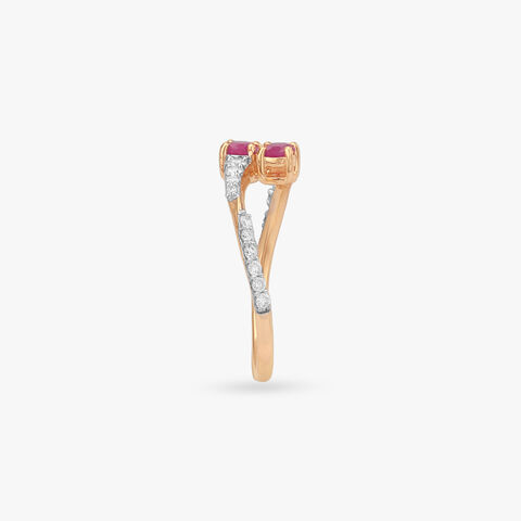 Twin Flame Ruby Diamond Ring
