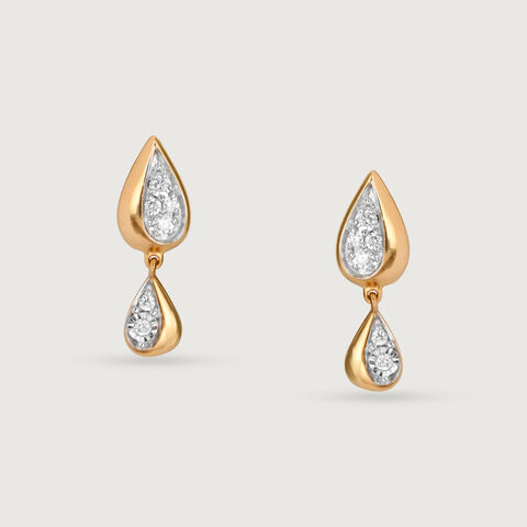 Teardrop Whisper 14 Kt Gold & Diamond Drop Earrings
