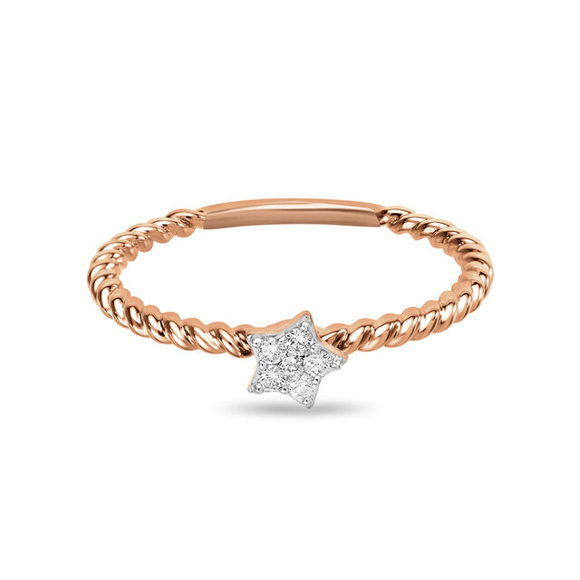 14kt Rose Gold Star Shaped Diamond Ring,,hi-res image number null