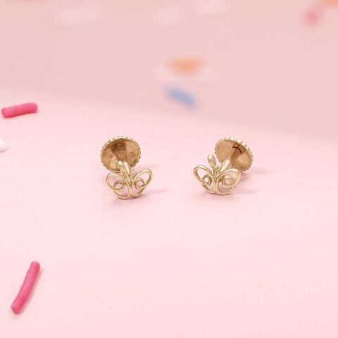 Cheerful Butterfly Gold Stud Earrings