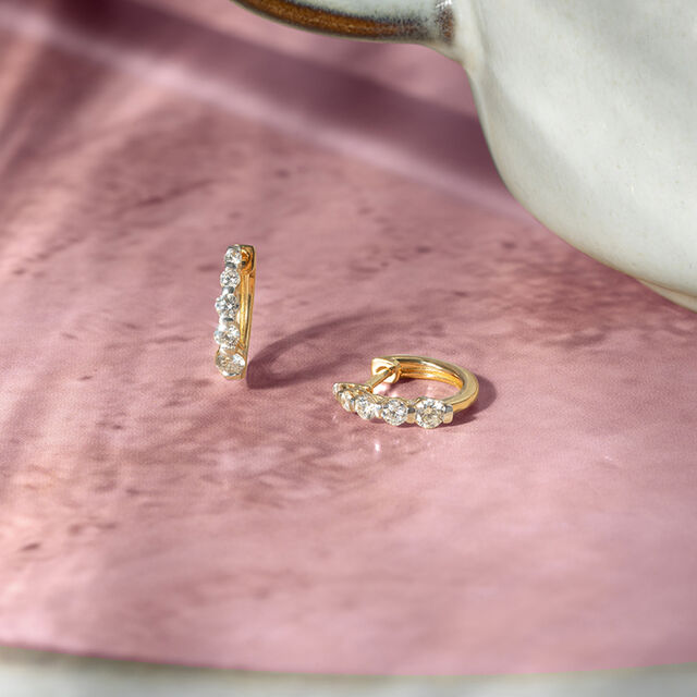 Radiant Shimmer Gold & Diamond Hoop Earrings,,hi-res image number null