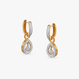 Teardrop Sparkle Diamond Hoop Earrings,,hi-res view 2