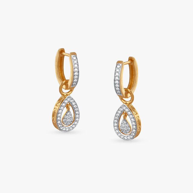 Teardrop Sparkle Diamond Hoop Earrings,,hi-res image number null
