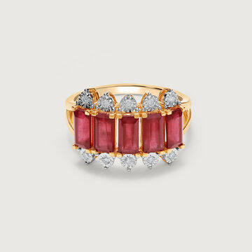 Scarlet Soire 14KT Diamond & Ruby Finger Ring
