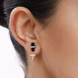 18 KT Yellow Gold Abstract Glam Diamond and Onyx Drop Earrings,,hi-res view 3