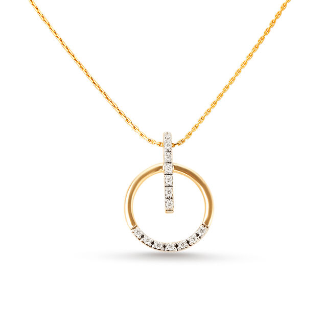 14KT Yellow Gold Diamond Pendant,,hi-res view 1