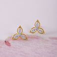 Elegant Petal Gold & Diamond Stud Earrings,,hi-res view 1