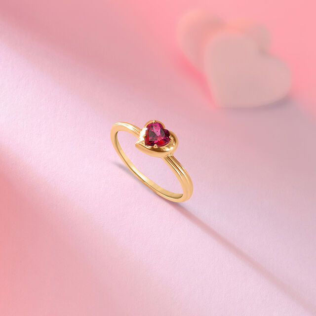 Valentine's Veil 14KT Gold & Pink Garnet Finger Ring,,hi-res image number null