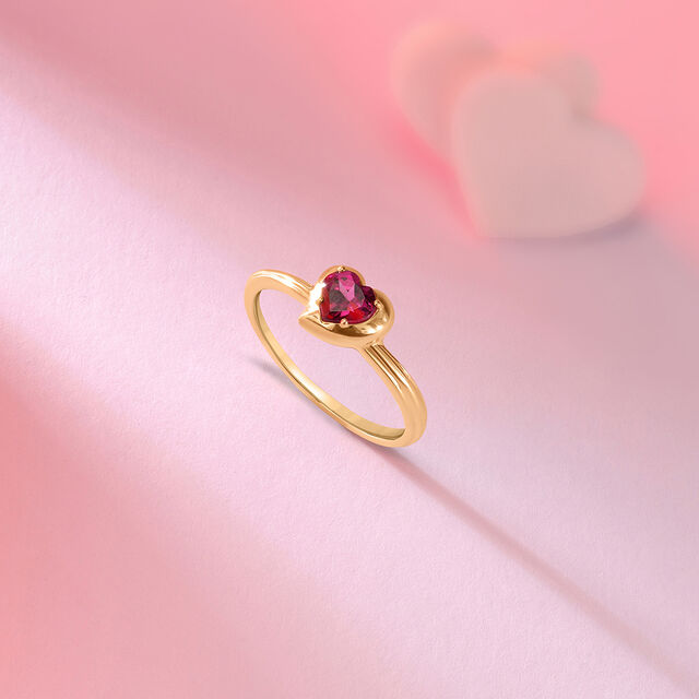 Valentine's Veil 14 KT Gold & Pink Garnet Finger Ring,,hi-res view 1