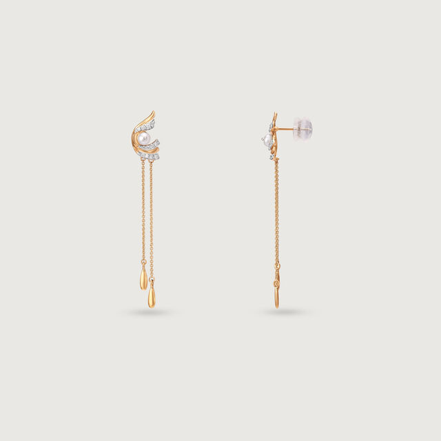 Luminous Cascade Gold & Diamond Drop Earrings,,hi-res image number null