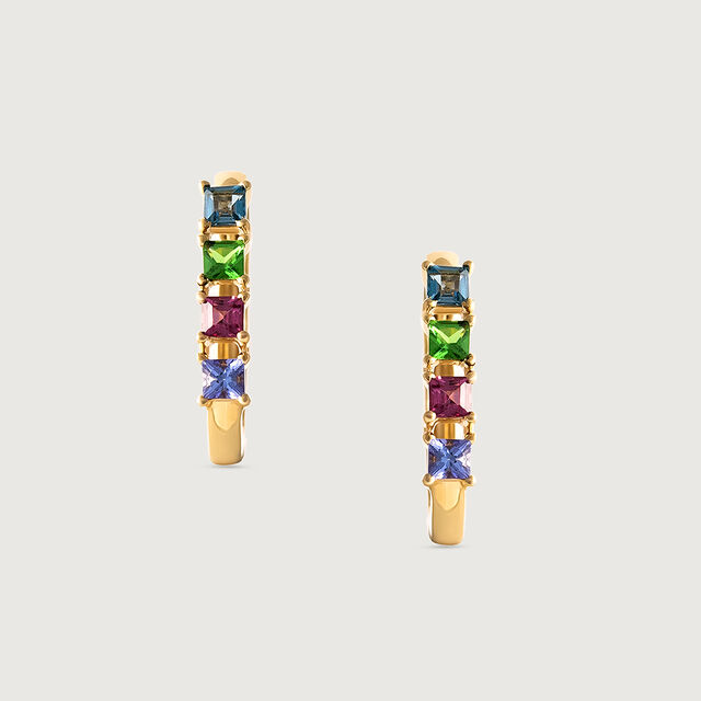 Colourful Charm Garnet & Gold Hoop Earrings,,hi-res image number null