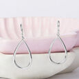 Timeless Teardrop Silver Hoop Earrings,,hi-res view 1