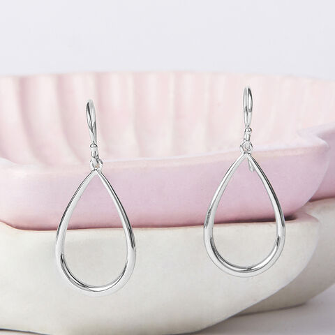 Timeless Teardrop Silver Hoop Earrings