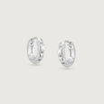 Bold Noir Silver Hoop Earrings,,hi-res view 3