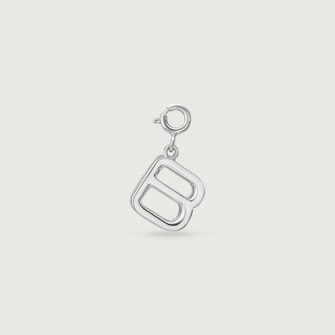 Bold Initial B Silver Charm