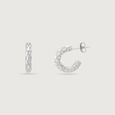 Textured Gleam Silver Hoop Earrings,,hi-res view 4