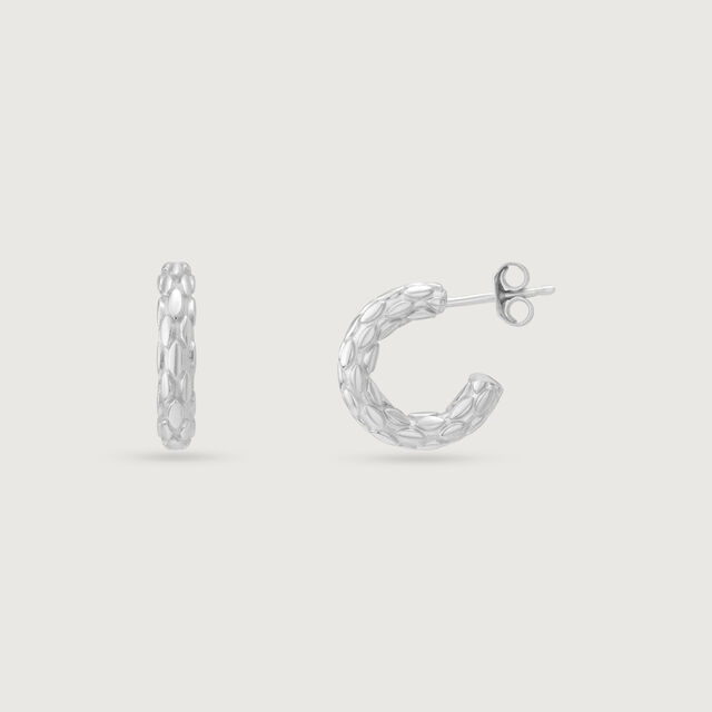 Textured Gleam Silver Hoop Earrings,,hi-res image number null