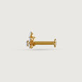 Blossoming Elegance Gold and Diamond Nose Pin,,hi-res view 3