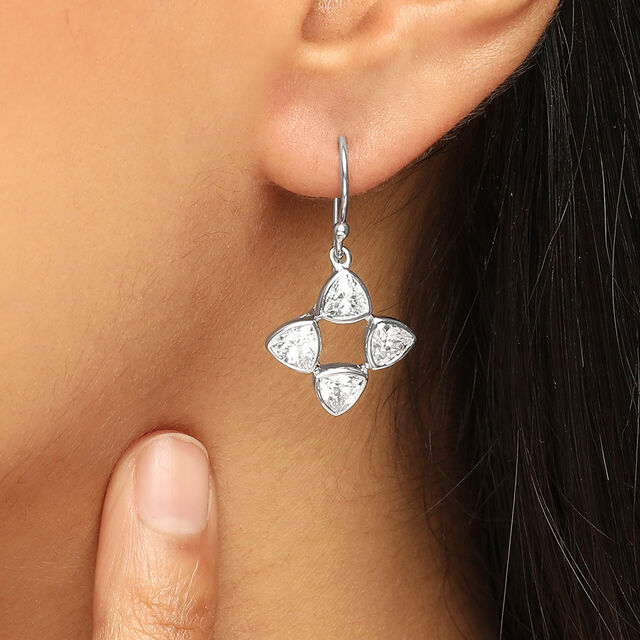 Sparkly Sleek Silver Hoop Earrings,,hi-res image number null