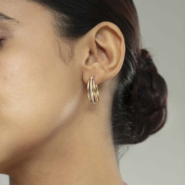 Triple Glam Gold & Diamond Hoop Earrings,,hi-res image number null